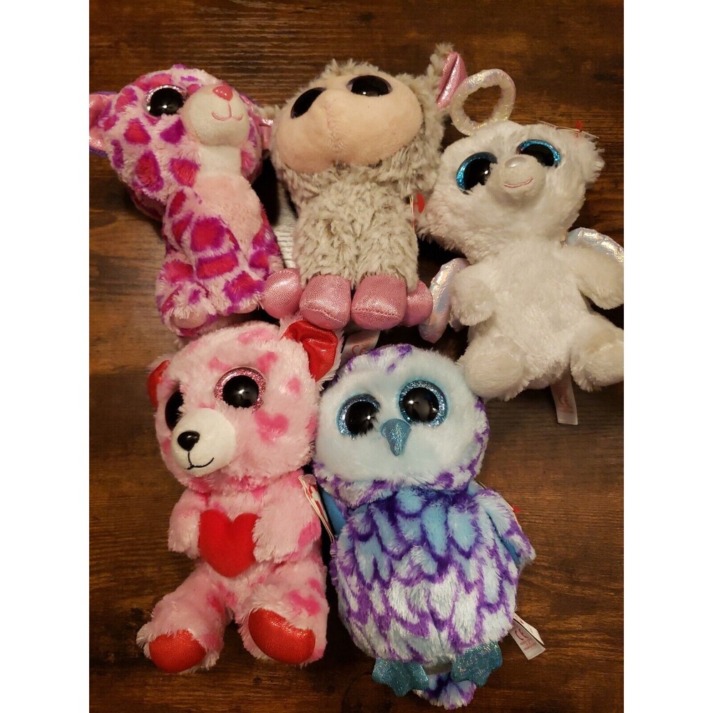 Beanie Boo Lot 5 TY Stuffed Animals Plush Oscar Sweetkins Halo Dixie Glamour